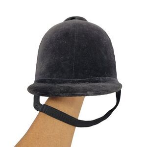 Vintage Velvet Dressuurcap Equestrian English Riding Helmet Hat Cap Black